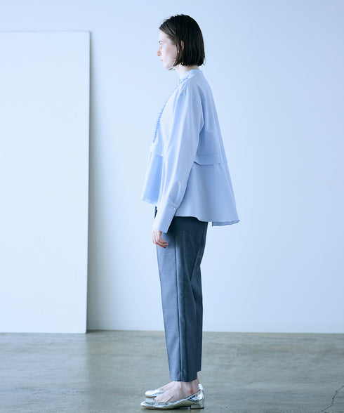 tuck frill flare shirt